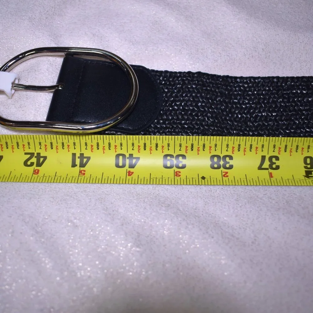 A New Day Black Woven Stretch Belt – Size Large Silver Buckle